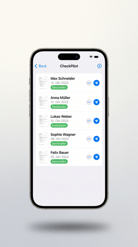 CheckPilot – Prüfprotokoll-Liste